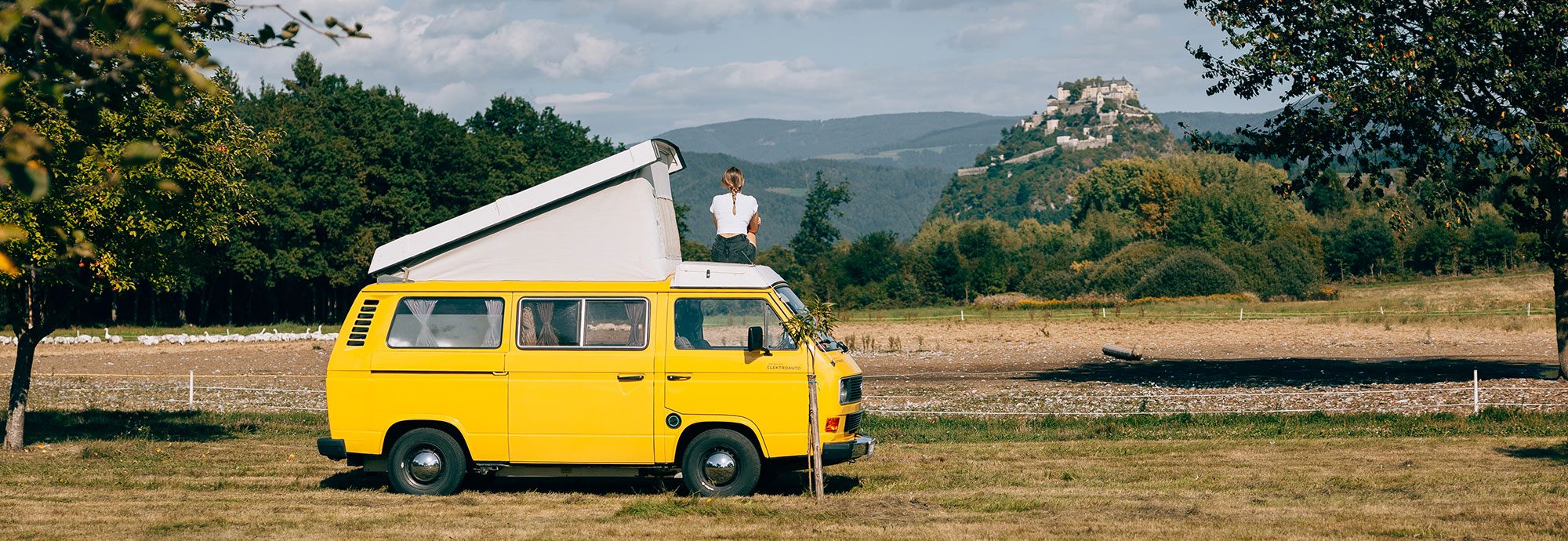 Unser VW T3 Elektrocamper E-Luise unterwegs